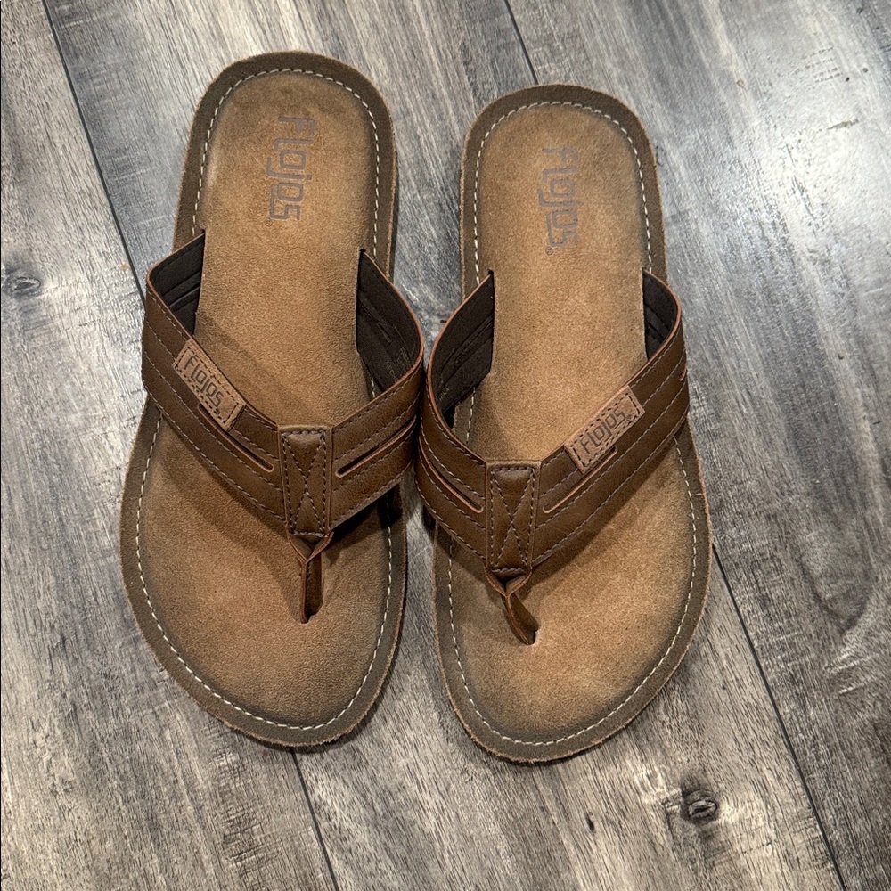 Flojos Alonzo Cognac (Brown) Men's Flip Flop size 9